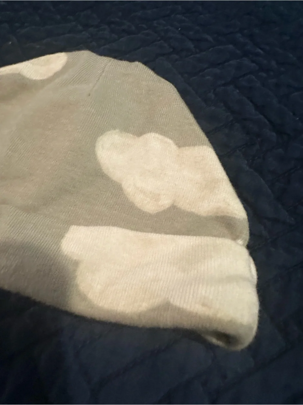 Cloud Pattern Knit Beanie - Taupe and Cream Baby Hat From Carters 3Months Cotton